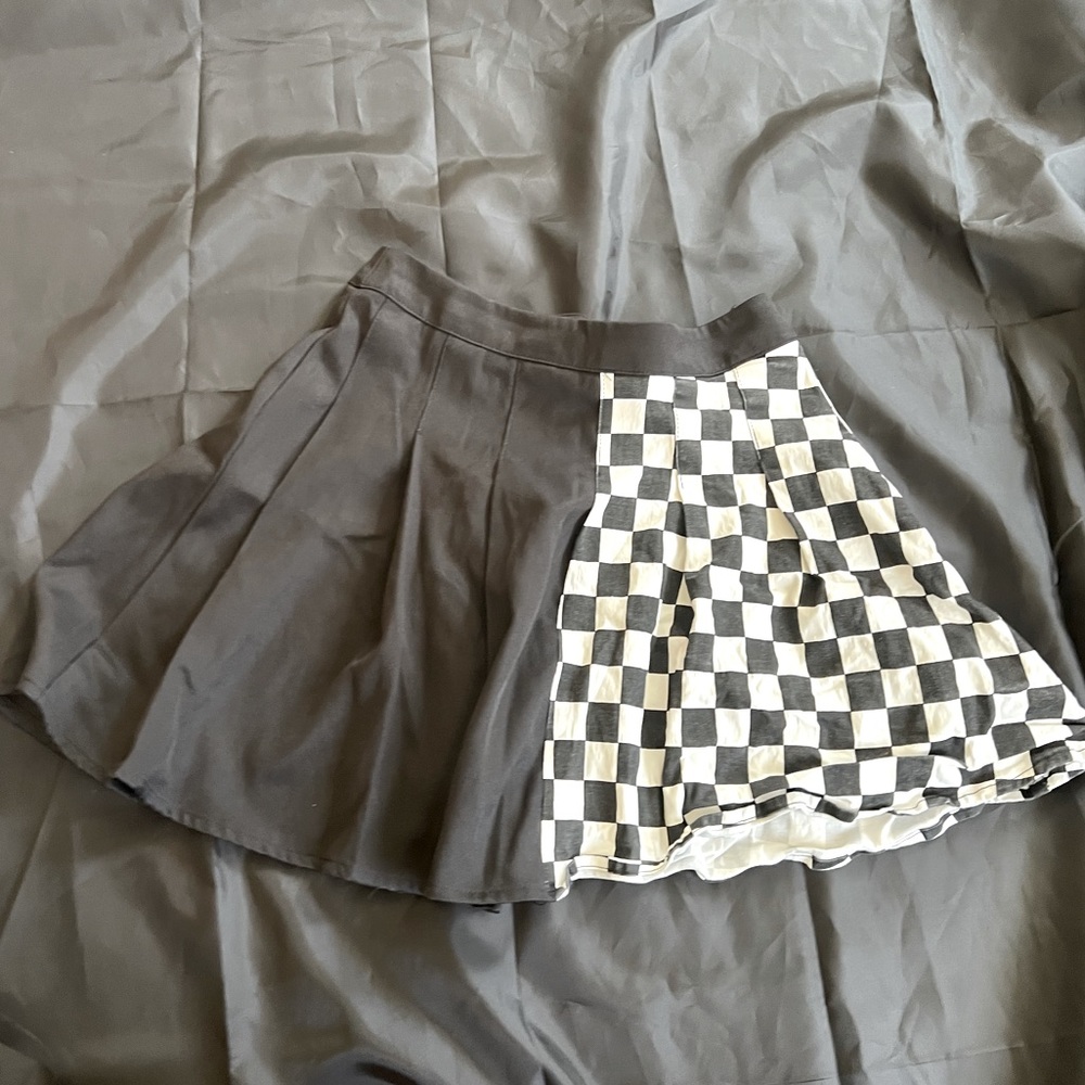 Half checked black skirt